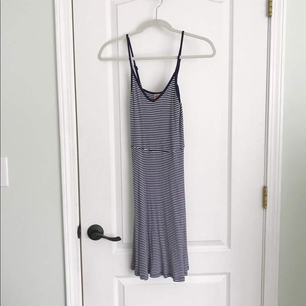 Blue and white striped dress